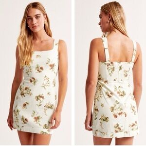 Abercrombie & Fitch Cream Square-Neck Size SMALL TALL Strawberry Fields Dress